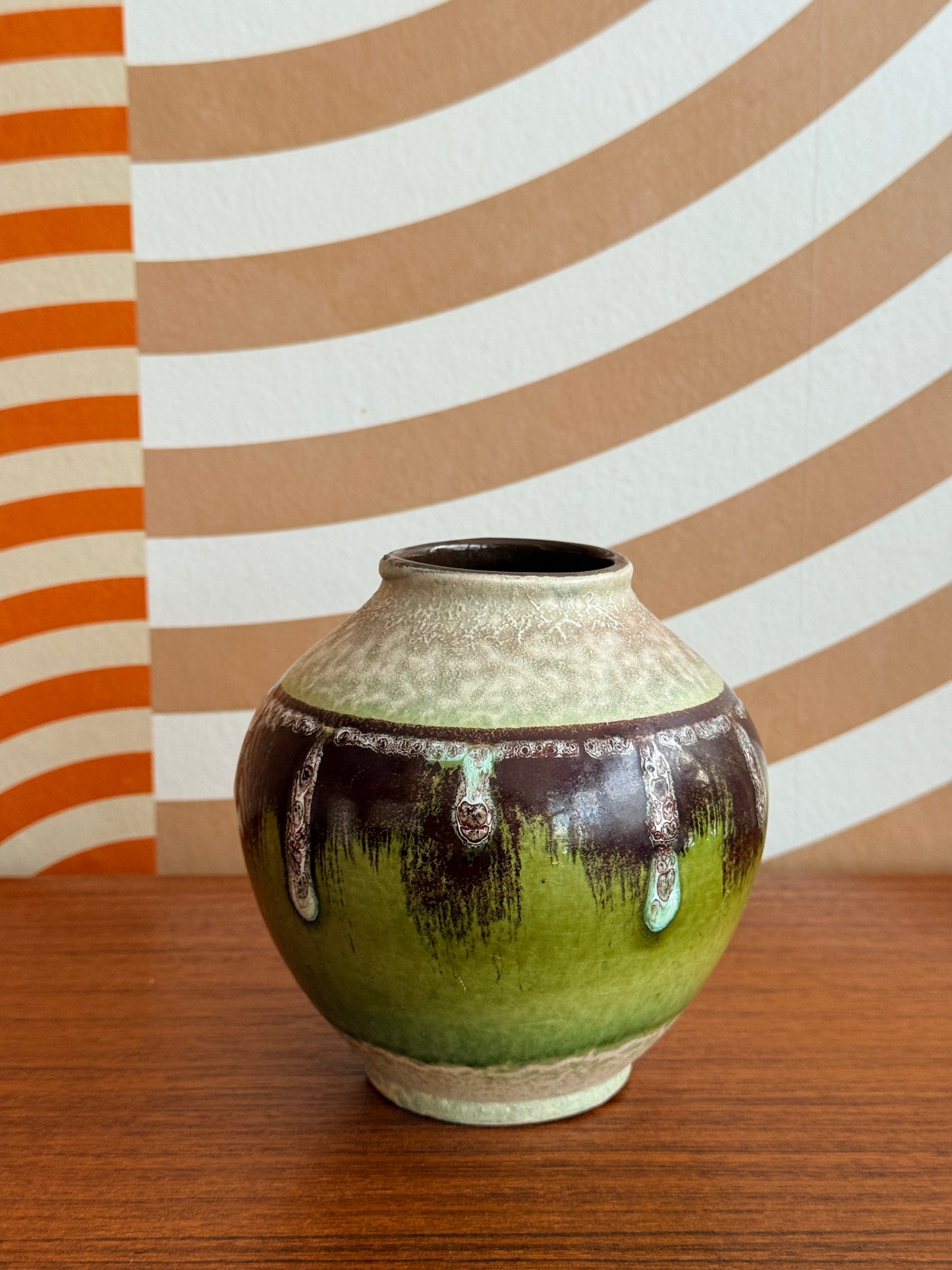 Vintage W. German Green and Brown Vase