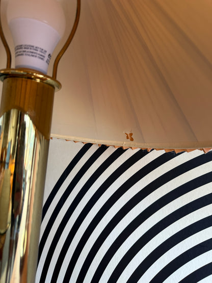 Pair of Vintage Brass Table Lamps with Pleated Shades