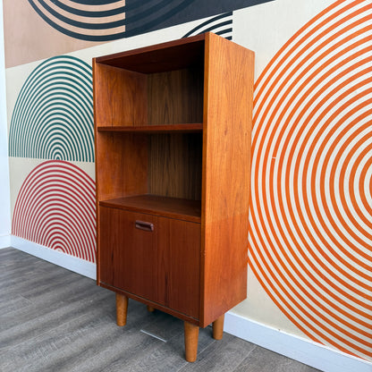 Small Teak Bookcase with a Drop-down Door