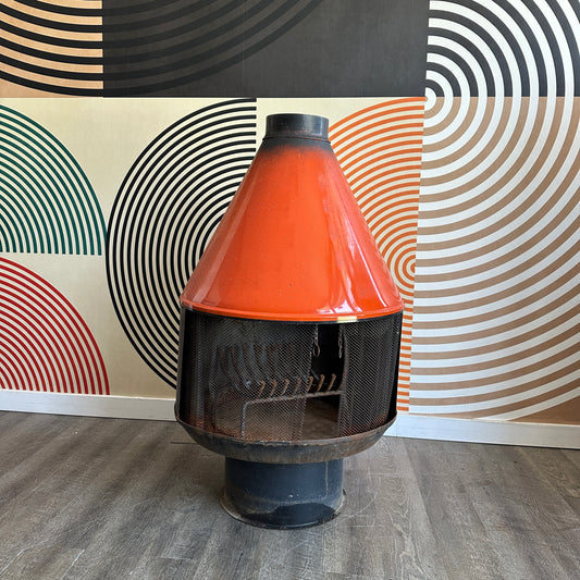 Vintage MCM Orange Fireplace