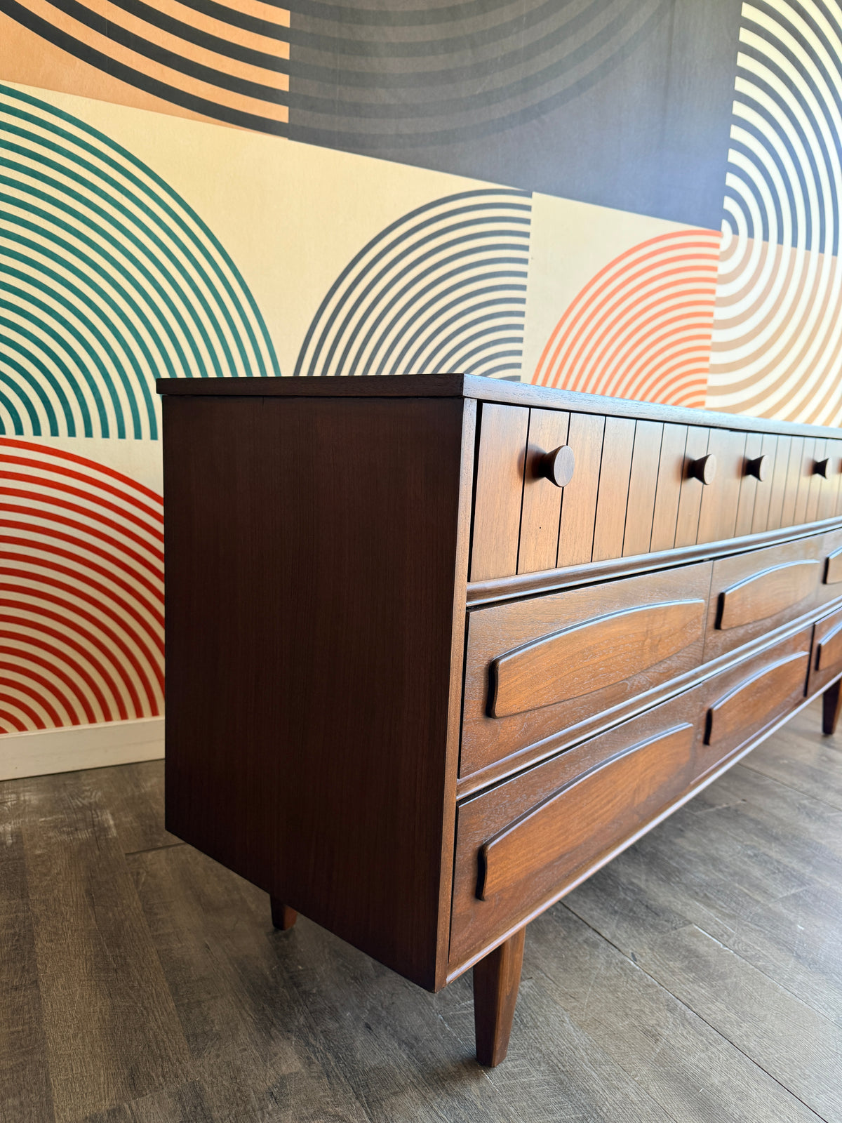 Vintage Walnut 9 Drawer & Tallboy Set