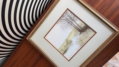 Framed River Landscape Watercolor (Signed)