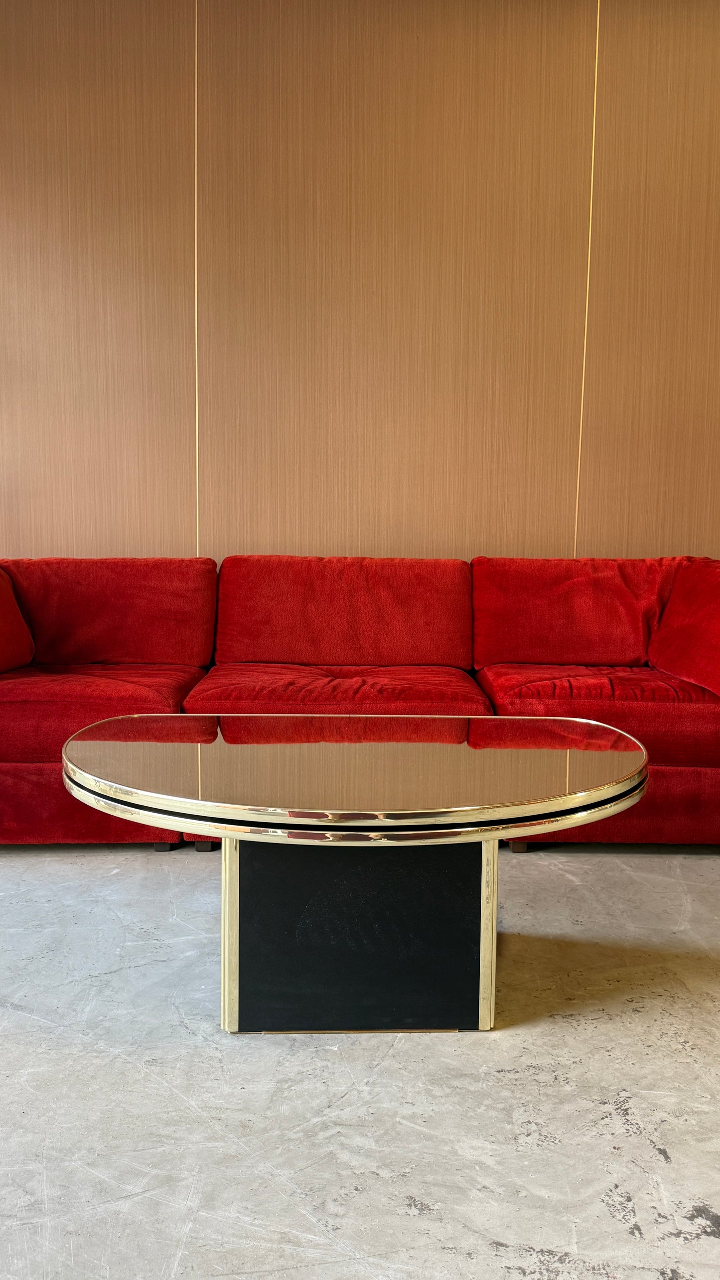 Vintage Rotating Brass & Glass Coffee Table