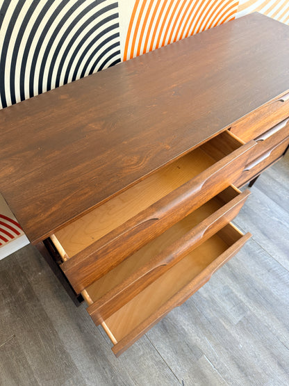 Vintage Walnut 6 Drawer Dresser