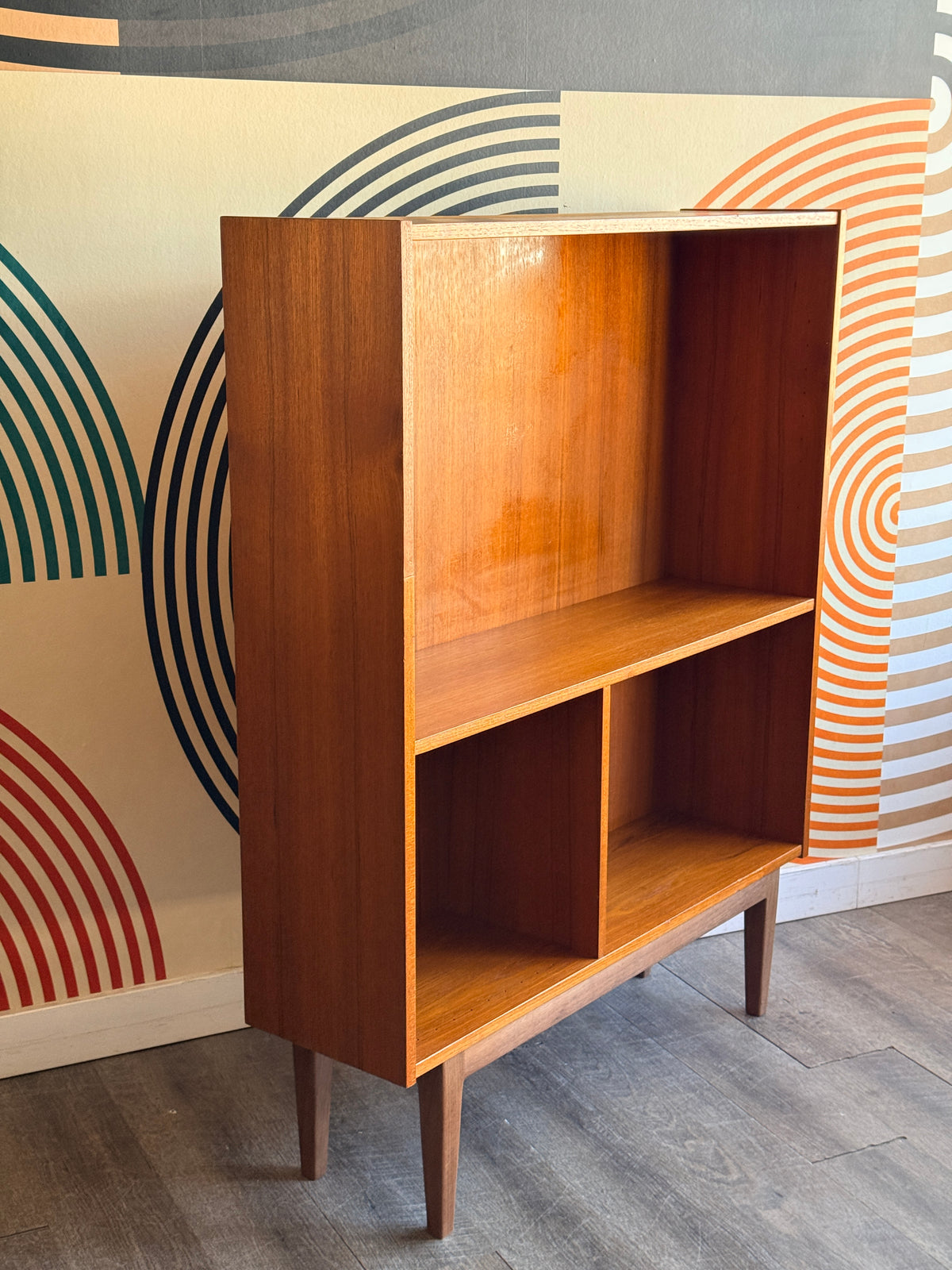 Vintage Teak Bookcase on Walnut Legs
