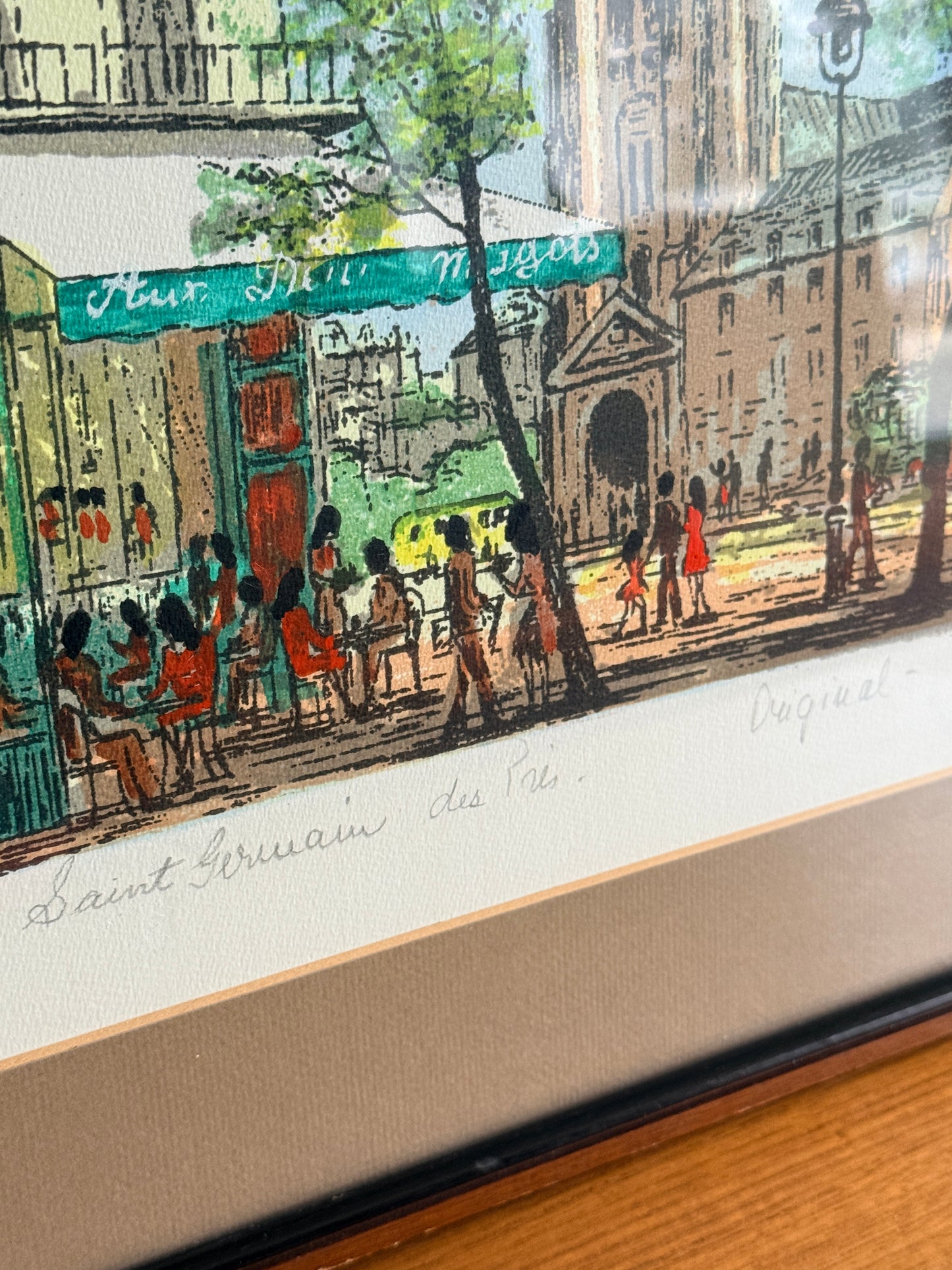 Vintage Original Painting of St. Germain des Pres, Paris