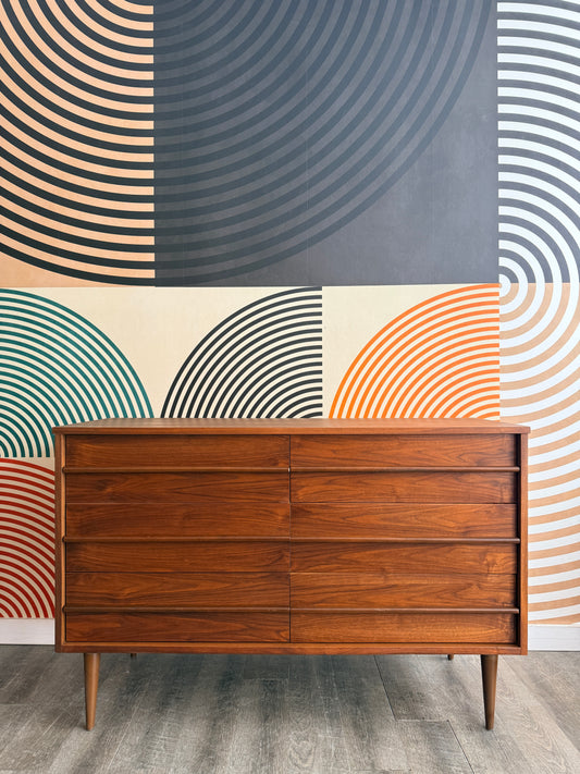 Vintage Walnut 6 Drawer Dresser