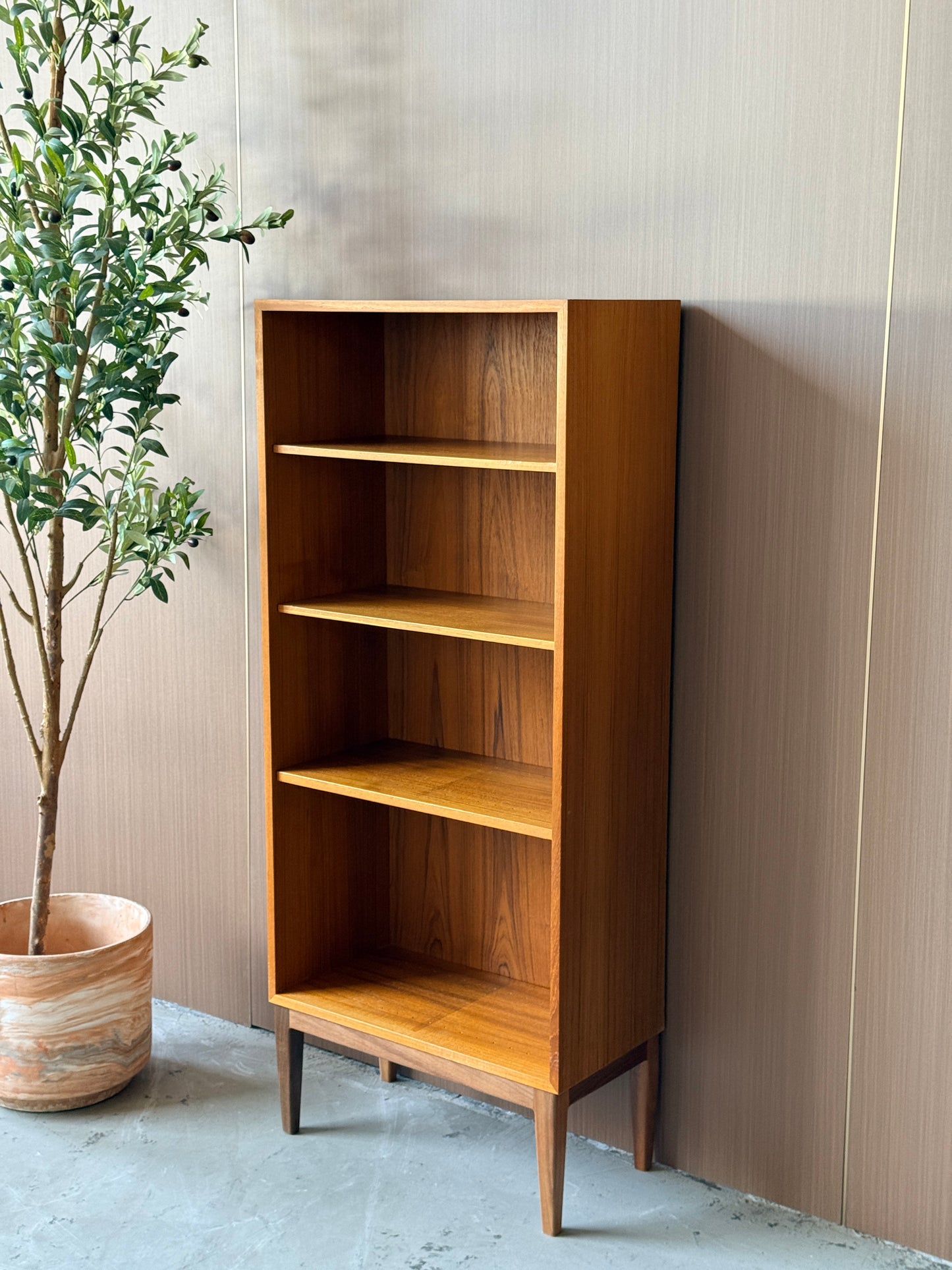 Vintage Danish Teak Bookcase on Custom Base by Ib Kofod Larsen