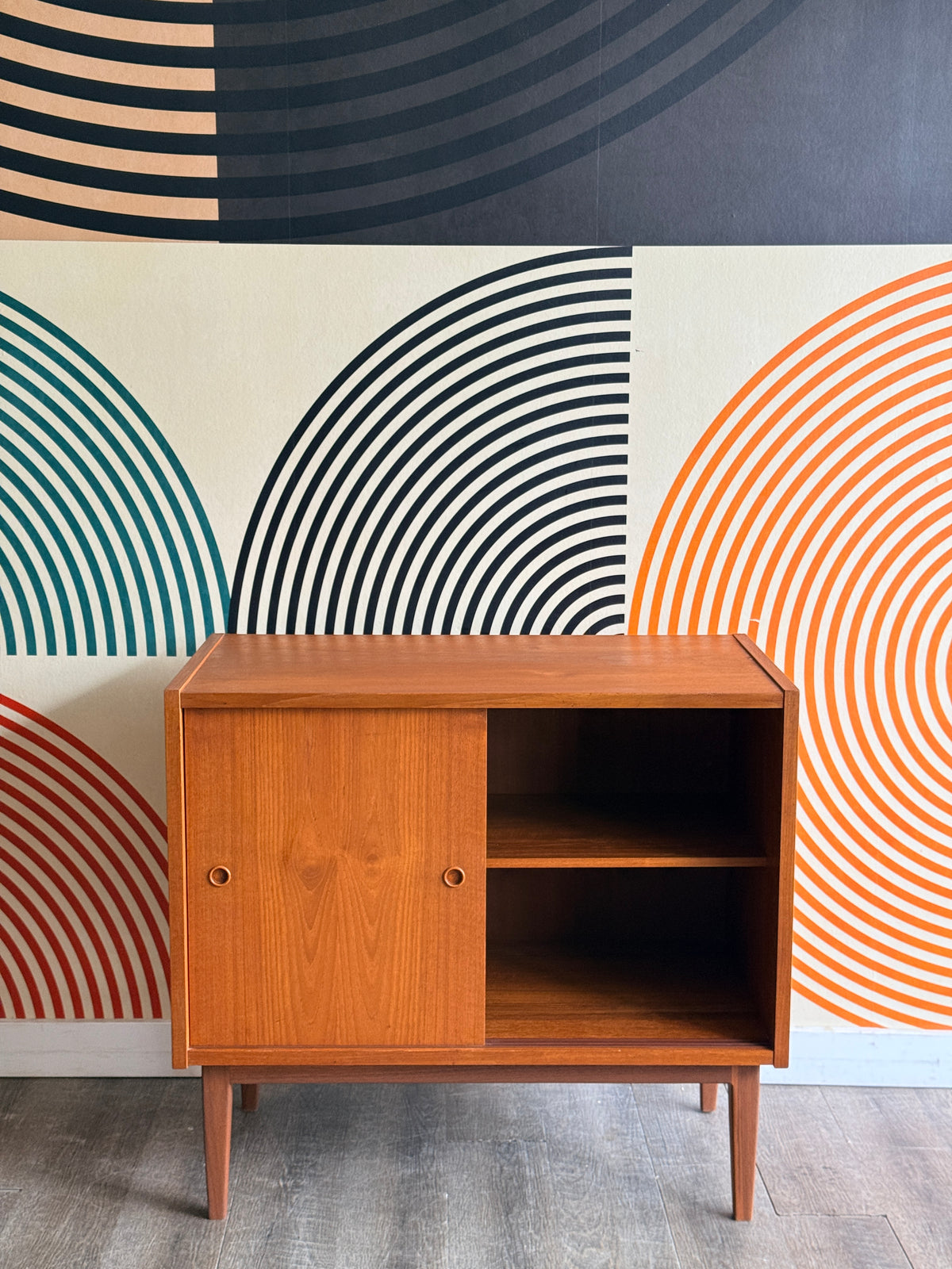 Vintage Mid-Century Teak Cabinet on Solid Walnut Legs