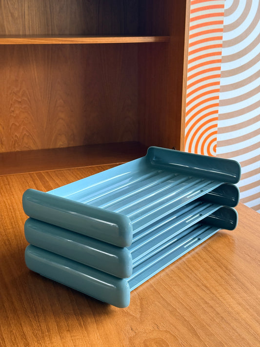 Vintage Blue-Grey Paper Tray by Eldon