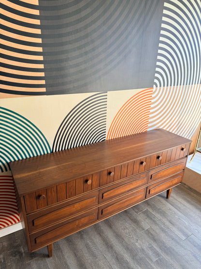 Vintage Walnut 9 Drawer & Tallboy Set
