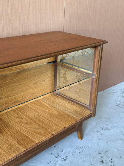 Vintage Walnut Display Open Cabinet