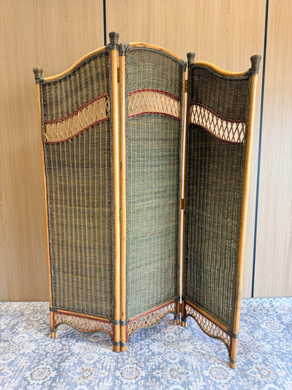 Rattan Room Divider with Wicker Panels, 1970s