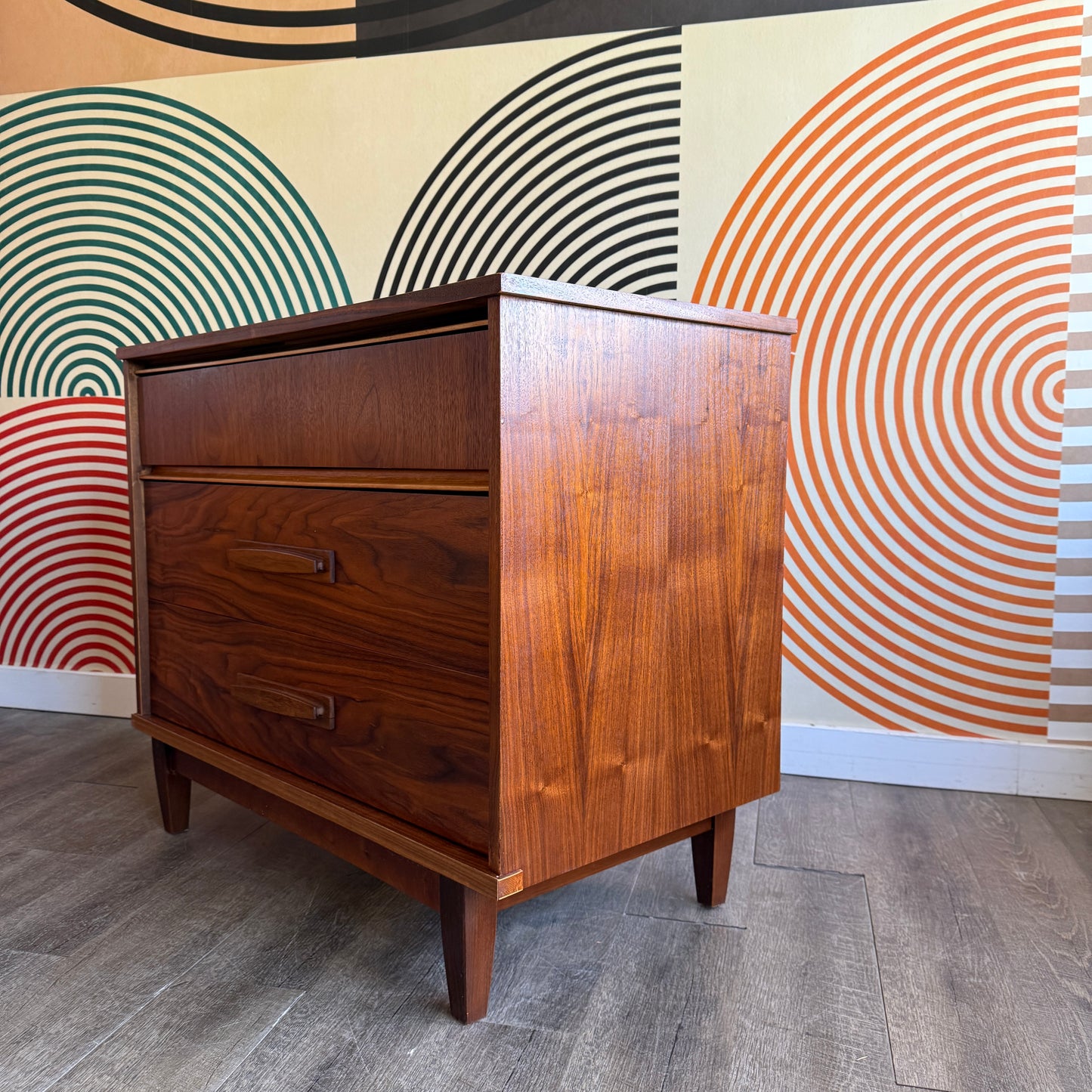 Vintage Walnut 3 Drawer Dresser