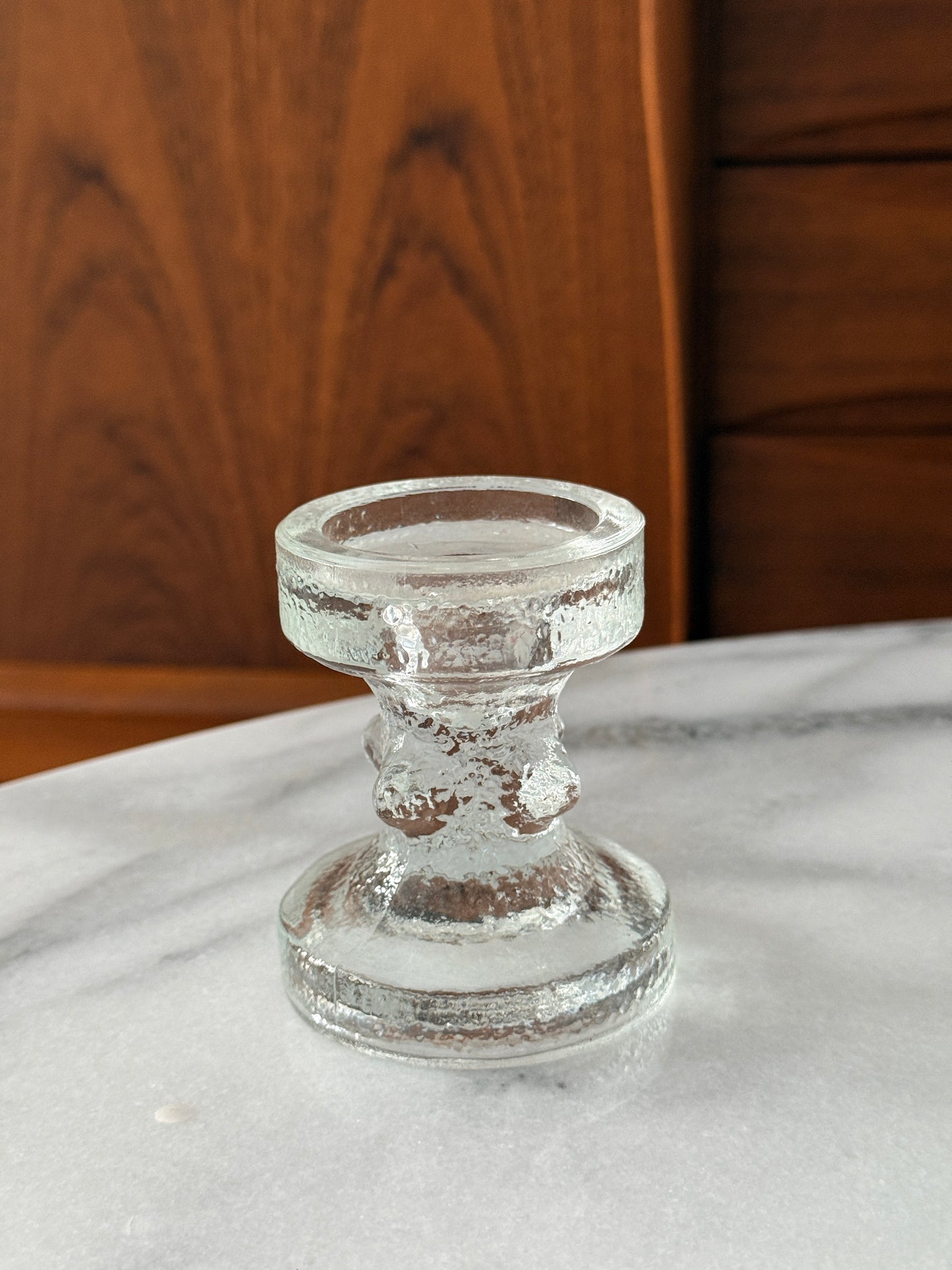 Vintage Textured Glass Candle Holder