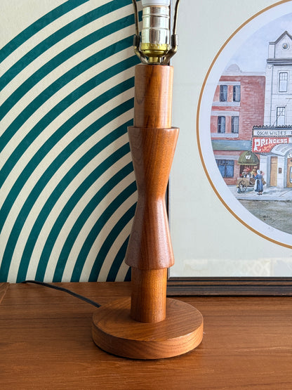 Vintage Sculptural Solid Teak Table Lamp