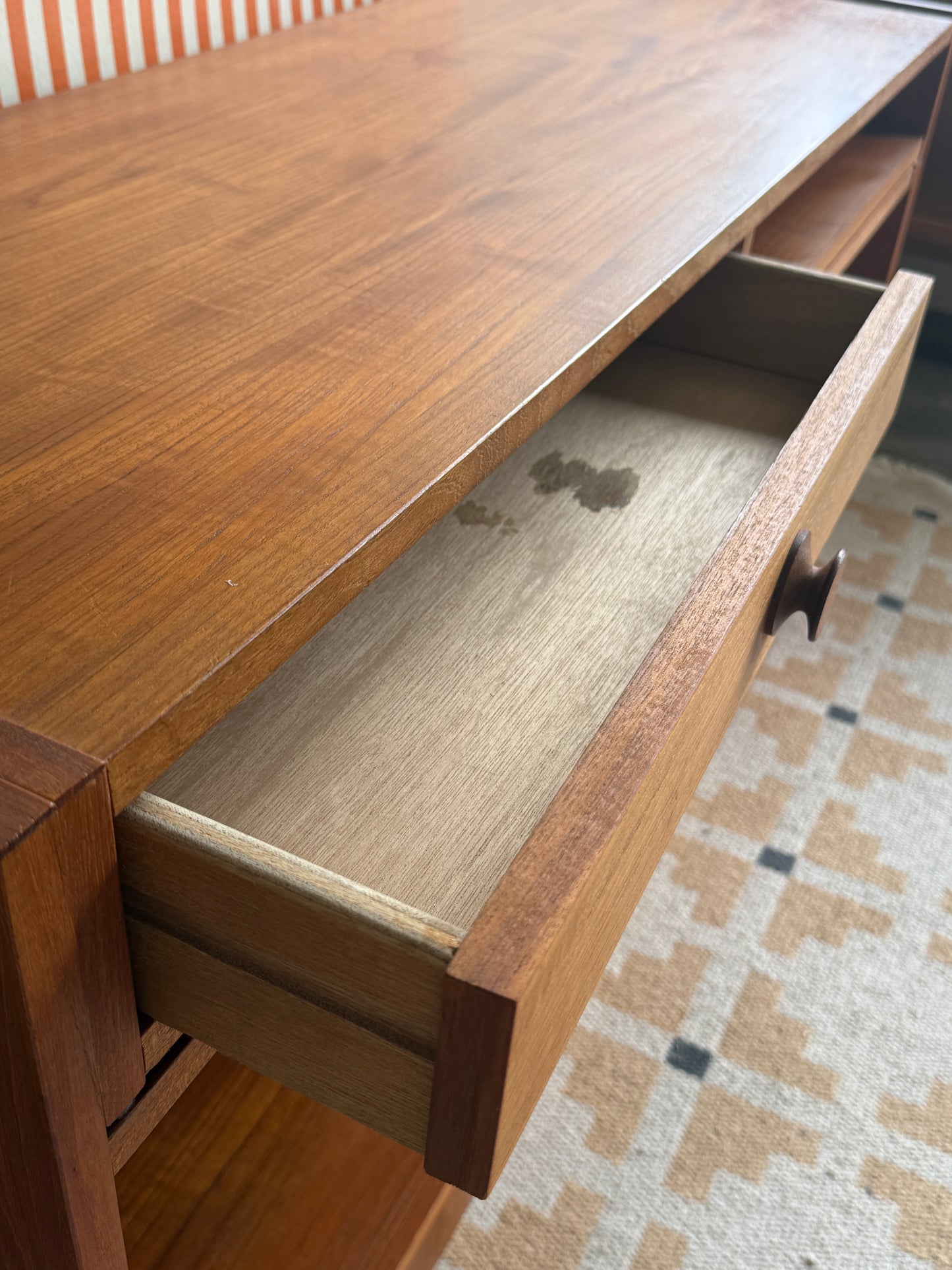 Teak Pullout Media Cabinet