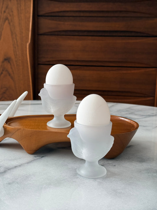 Pair of French Chicken Shaped Egg Cups
