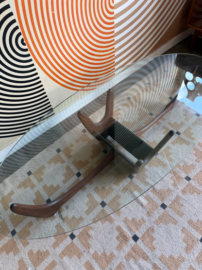 Sculptural Walnut Glass Coffee Table (2)