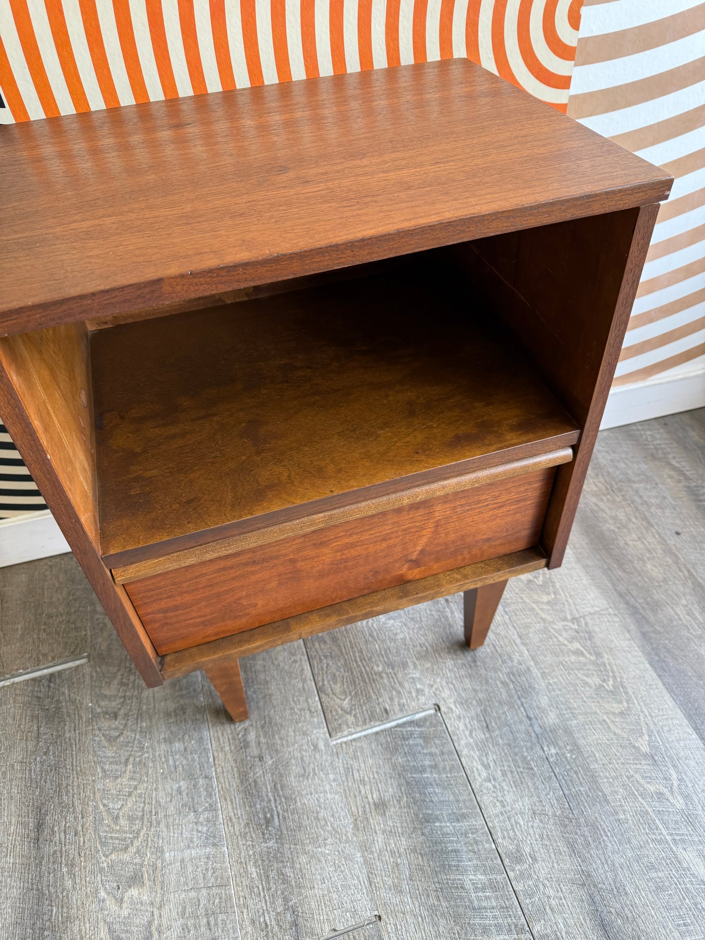 Vintage Walnut Nightstand Table