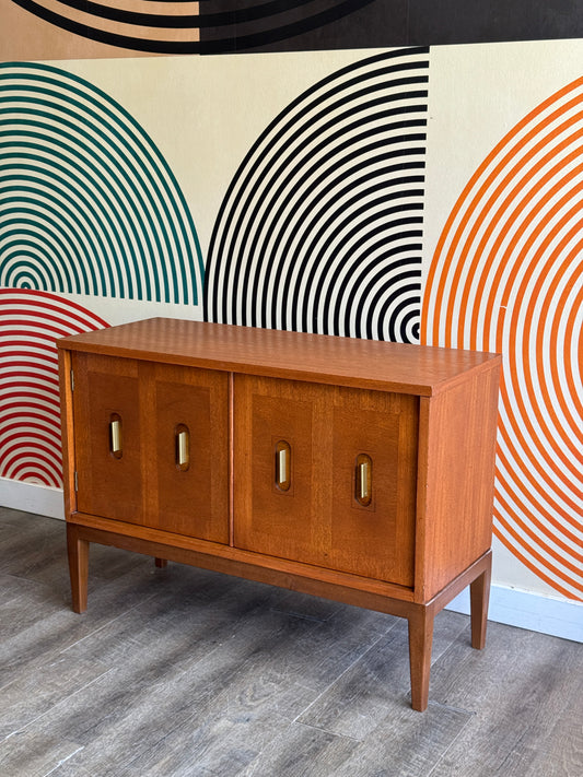 Vintage Cabinet with Brass Handles on Custom Base