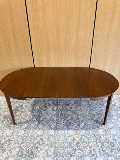 Vintage Round Walnut Dining Table with Two Leaves