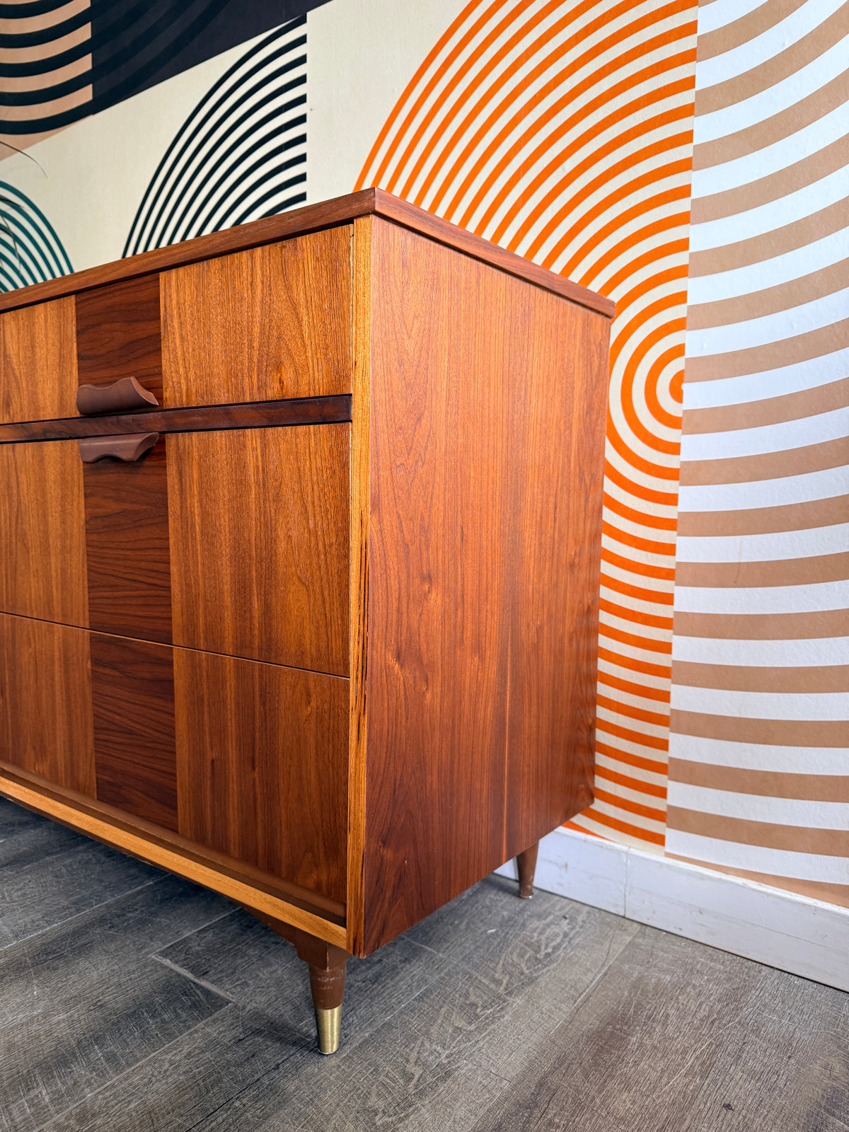 Vintage Mid-Century Walnut 6 Drawer  Dresser