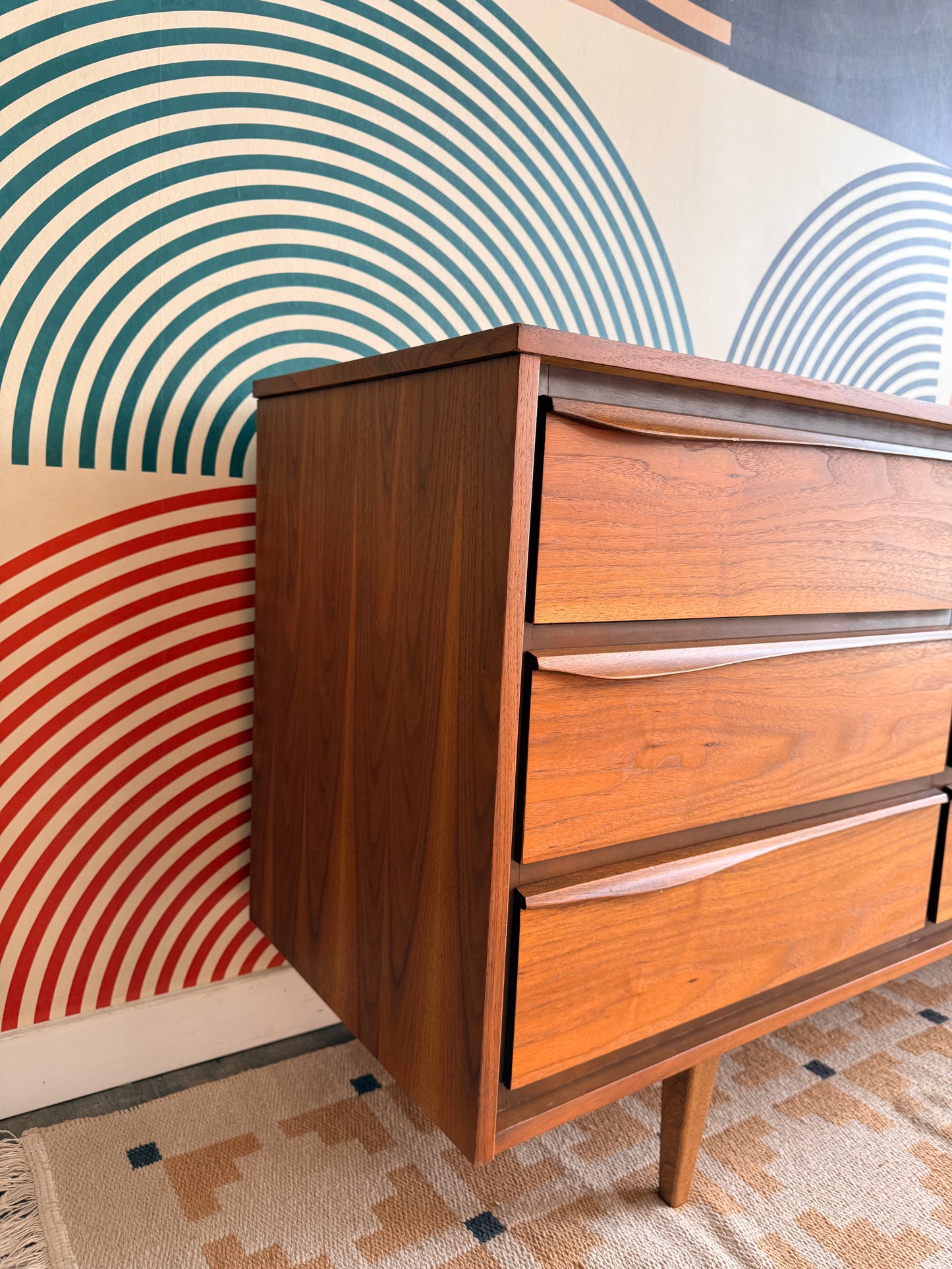 Mid-Century Walnut 9-Drawer Dresser