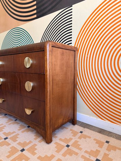 Vintage Art Deco Walnut Dresser