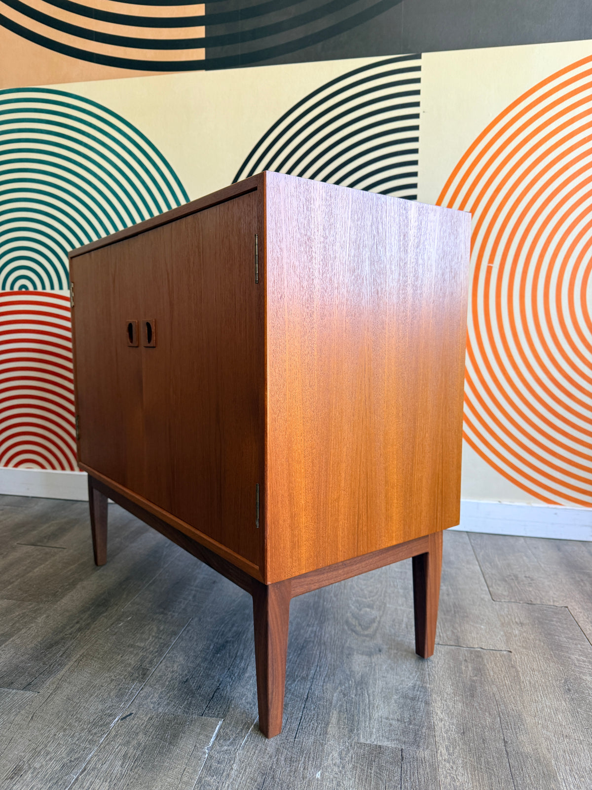 Vintage Danish Teak Cabinet on Solid Walnut Legs