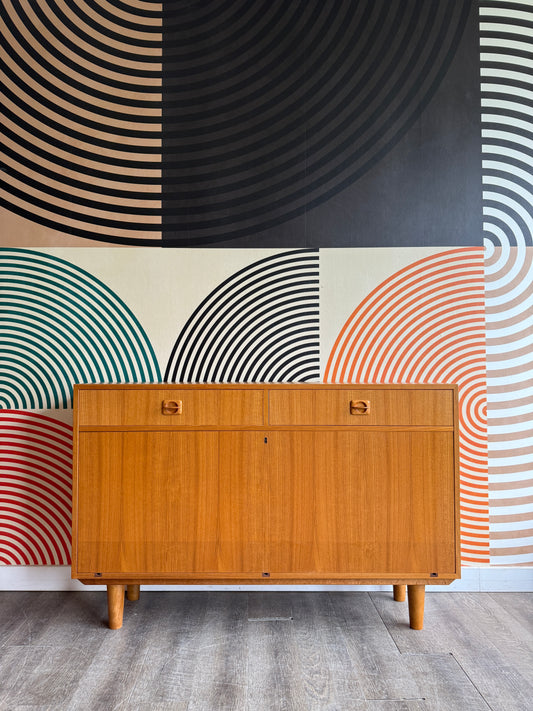 Danish Teak Cabinet with a Drop-down Door