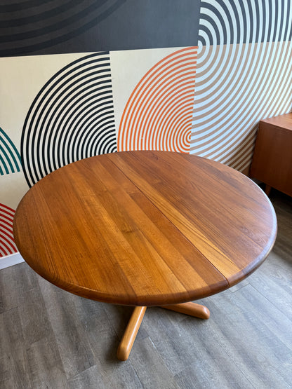 Danish Round Teak Dining Table by  Johs. Kristoffersen & Son