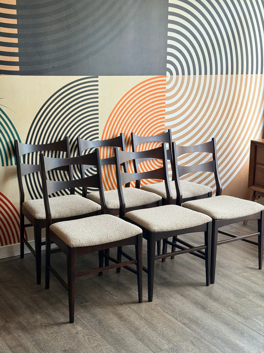 Set of 6 Dining Chairs with Newly Upholstered Seats