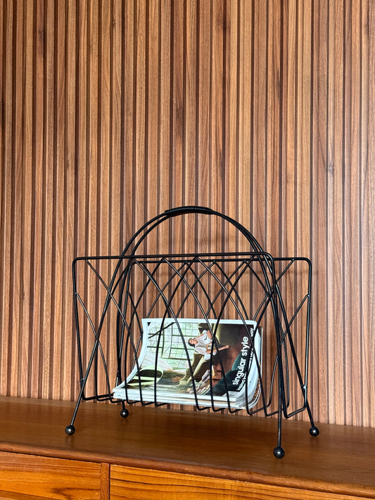 Vintage MCM Metal Magazine Rack