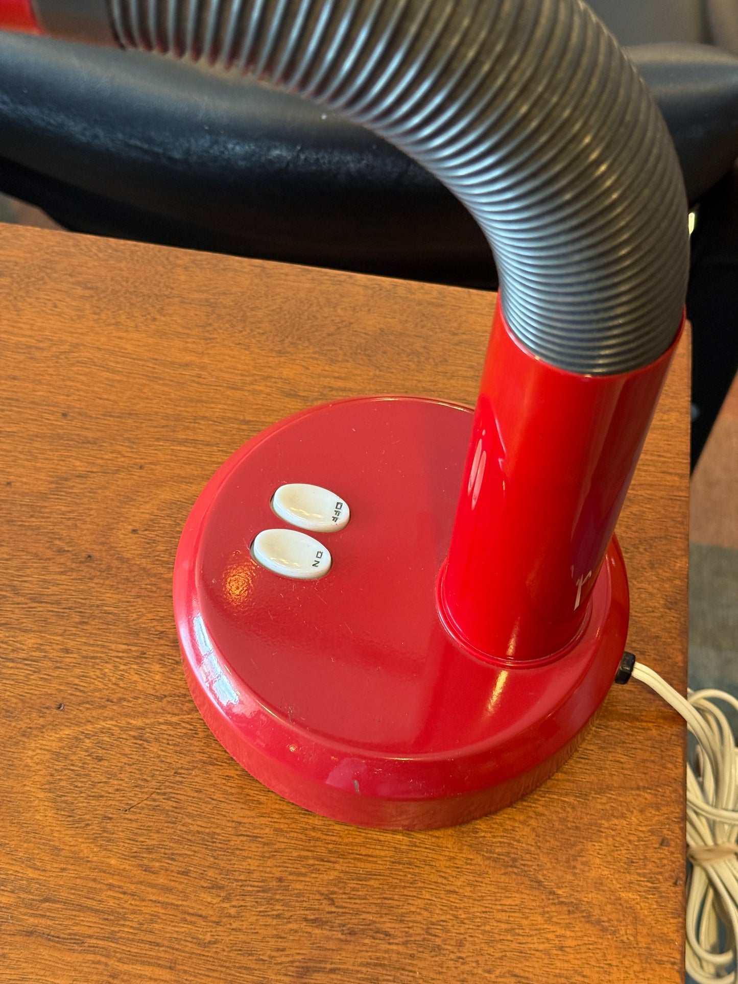 Vintage Space Age Red Plastic Gooseneck Fluorescent Desk Lamp