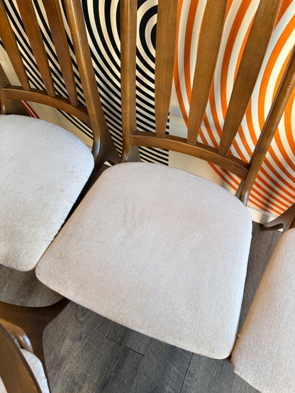 Set of 5 Vintage Walnut Dining Chairs