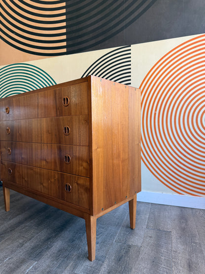 Vintage Teak Chest of Drawers on Custom Base