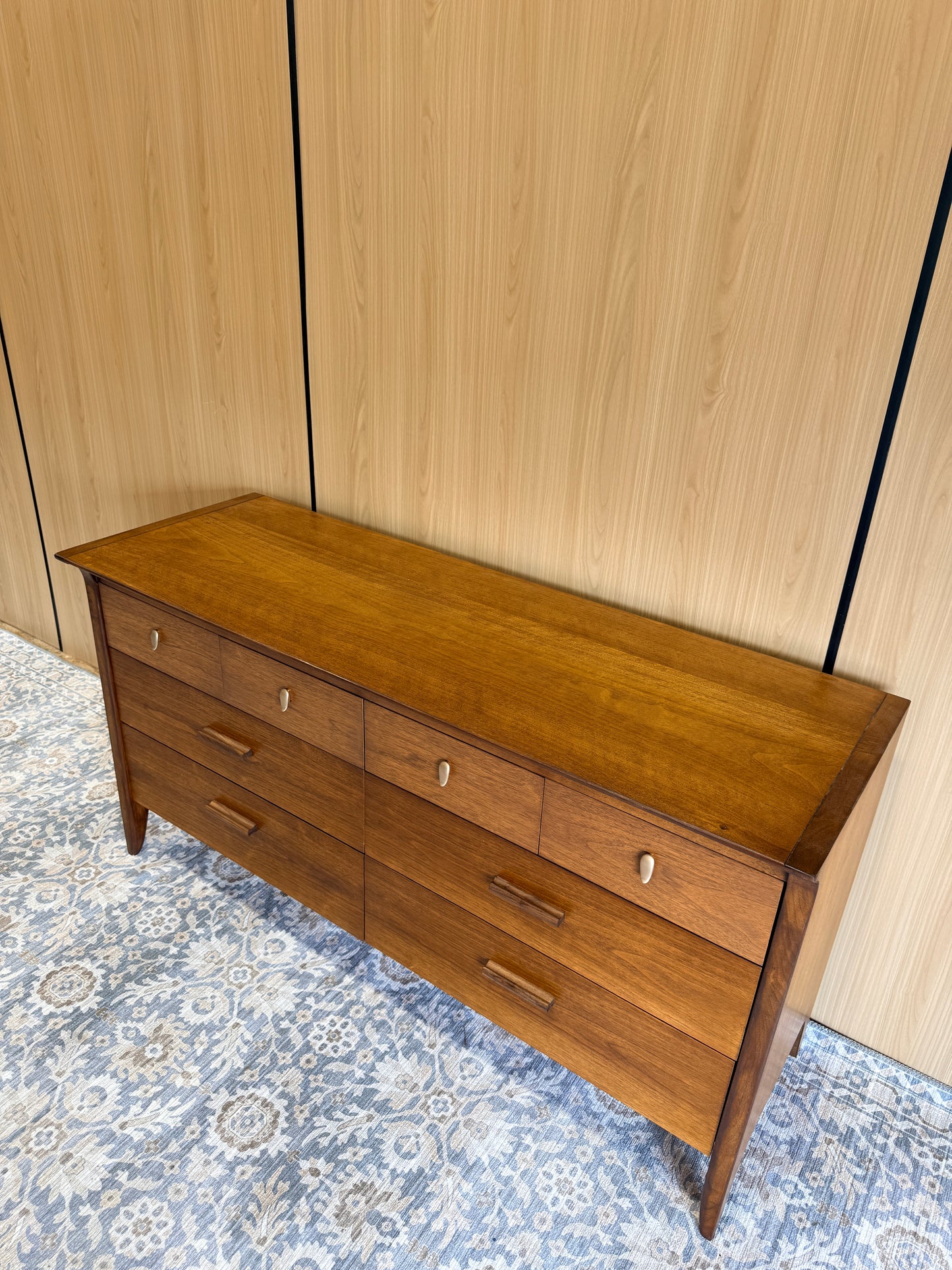 Vintage Drexel 8 Drawer Walnut Dresser