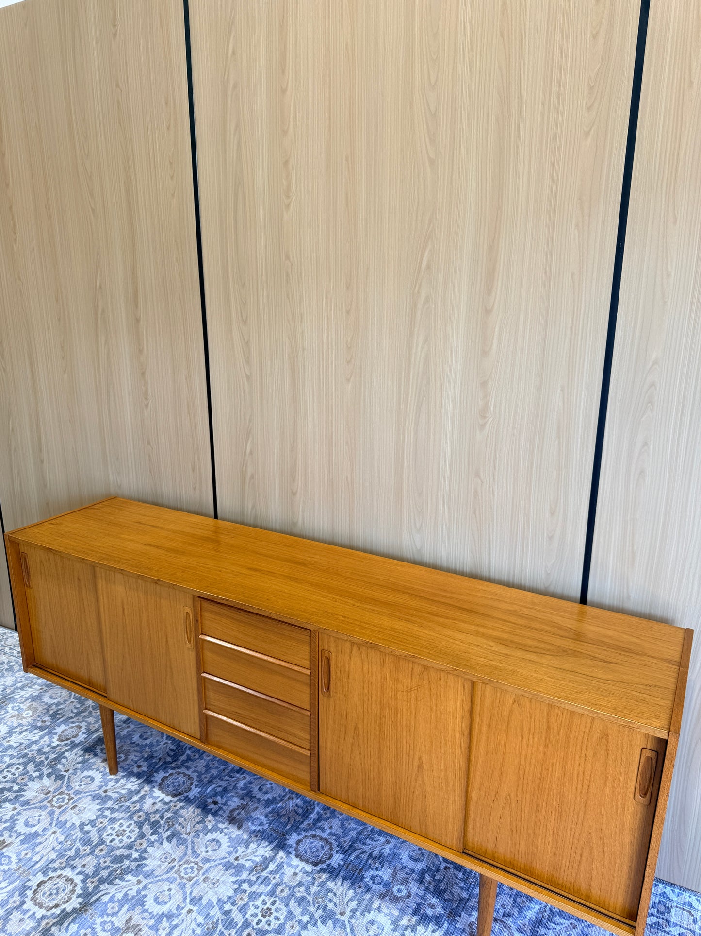 Vintage Swedish Teak Sideboard 75”
