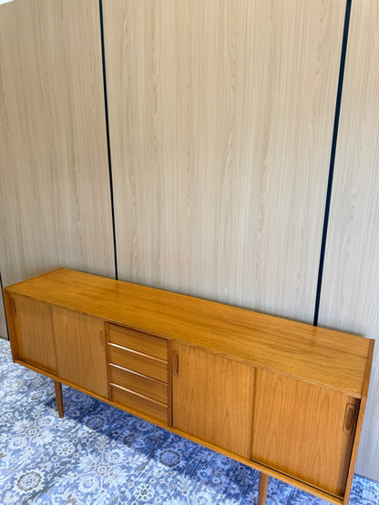 Vintage Swedish Teak Sideboard 75”