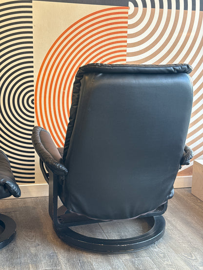 Vintage ChairWorx Leather Recliner & Ottoman