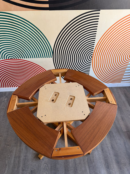 Dyrlund "Lotus" Teak Expanding Circular Dining Table