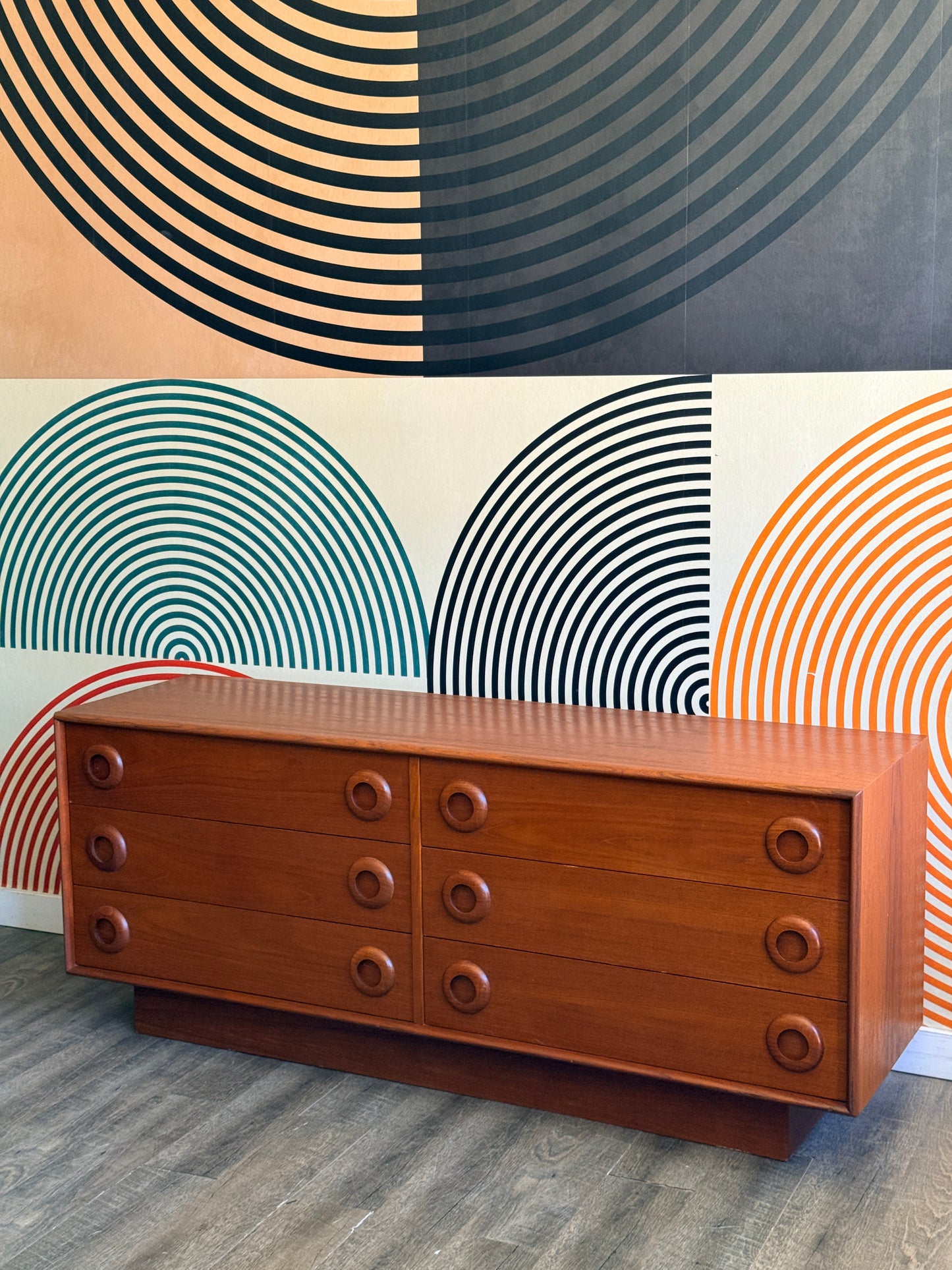 Vintage Teak 6 Drawer Dresser