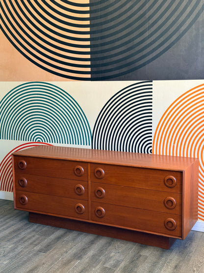 Vintage Teak 6 Drawer Dresser