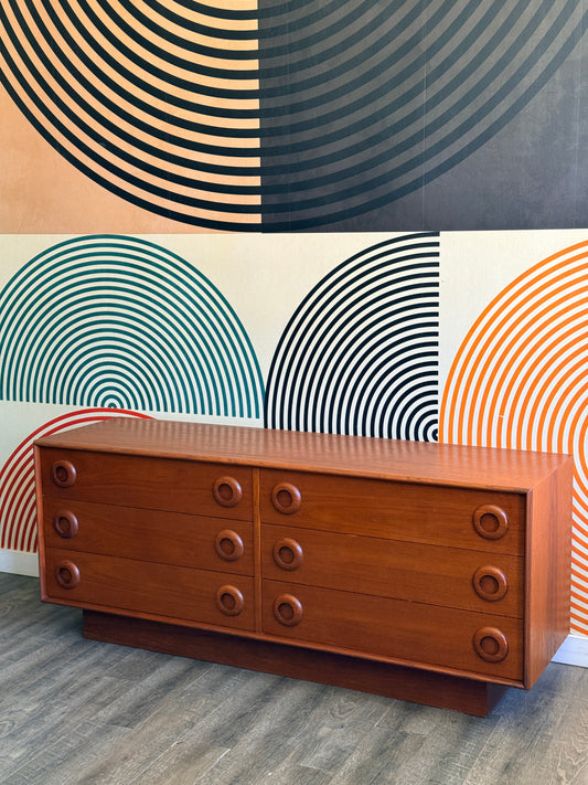 Vintage Teak 6 Drawer Dresser