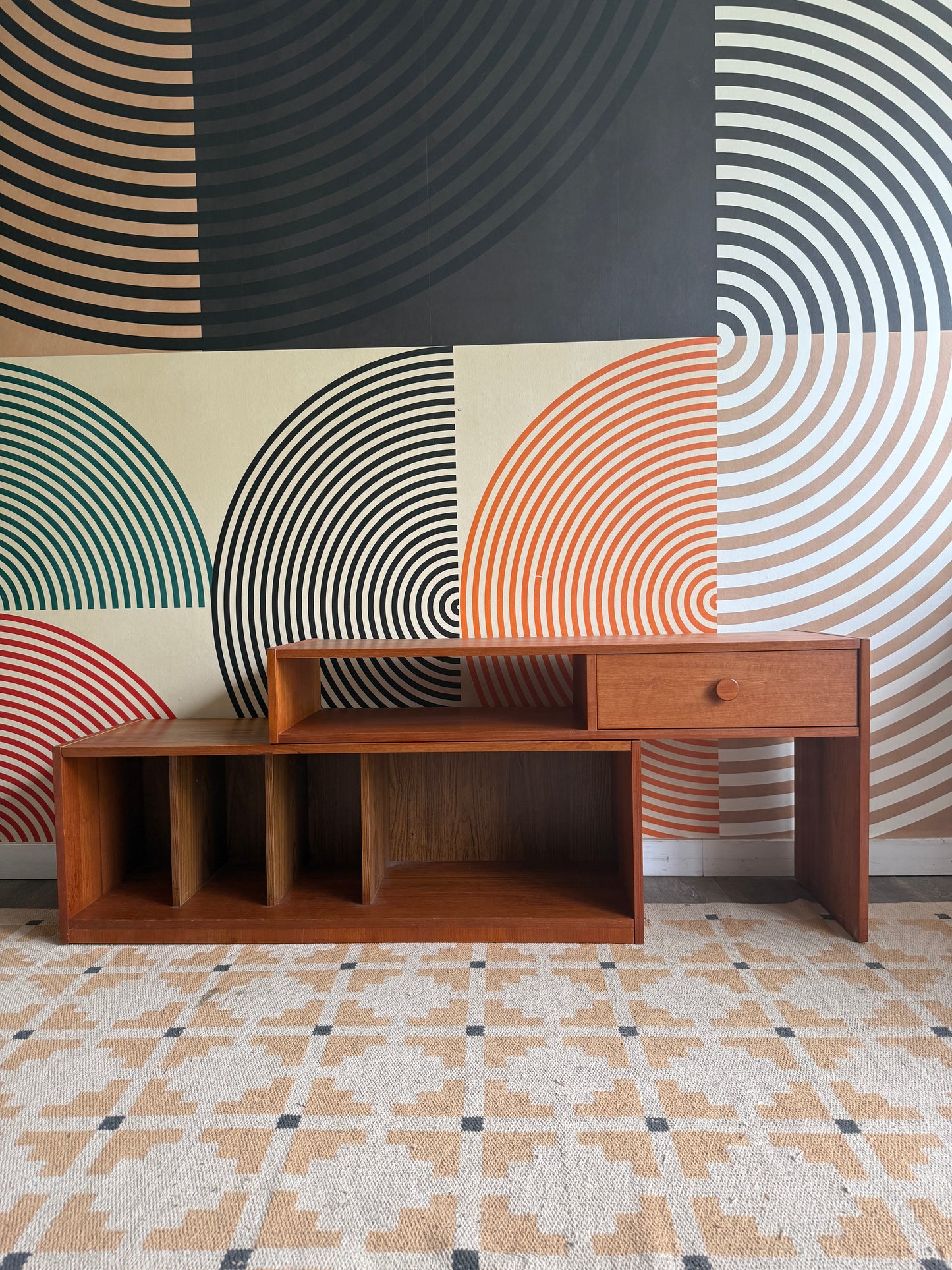 Teak Pullout Media Cabinet