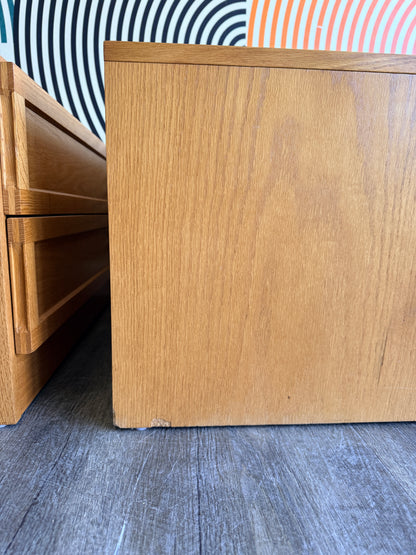 Pair of Vintage Oak Nightstands