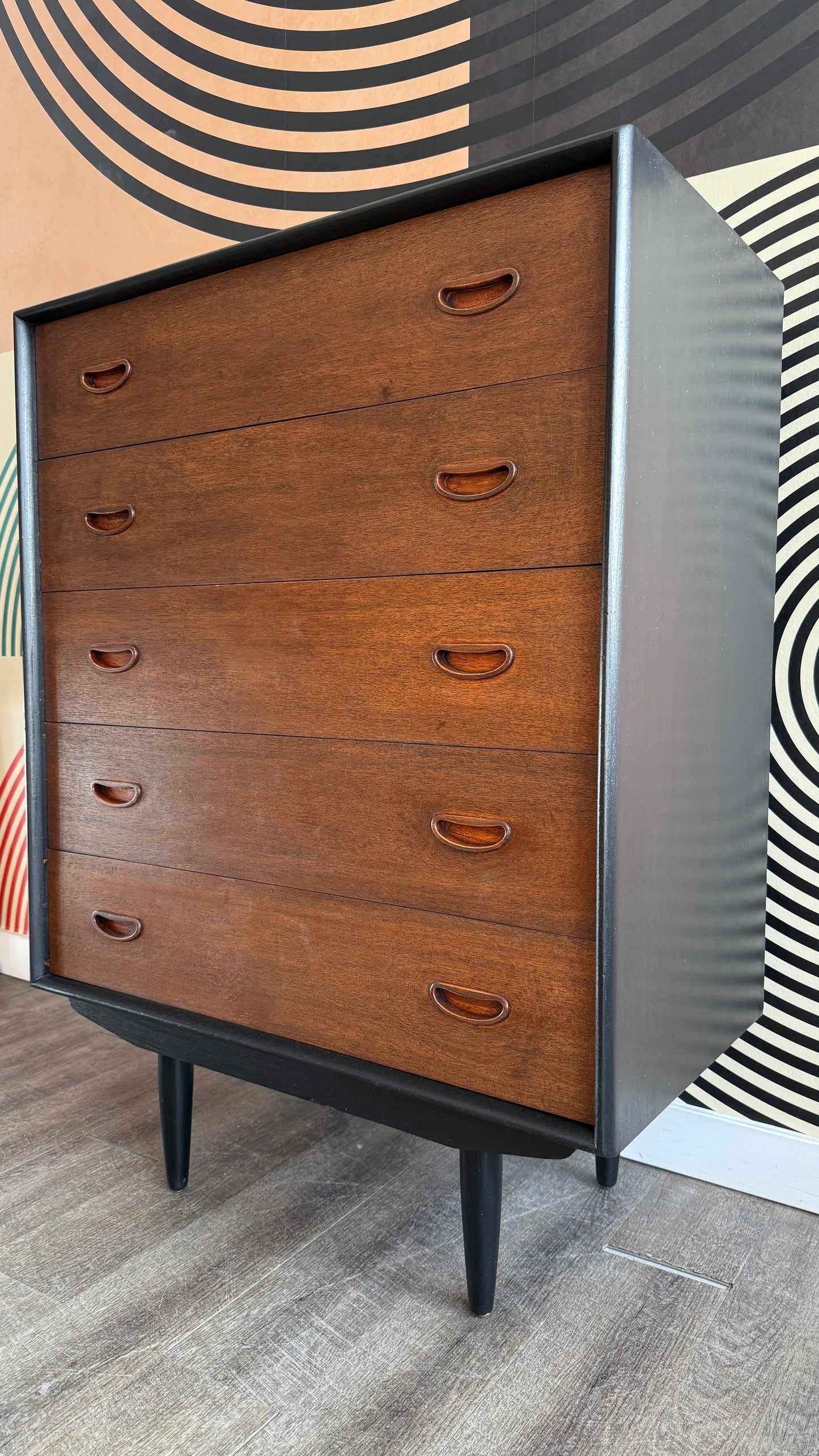 Vintage Teak Tallboy Dresser