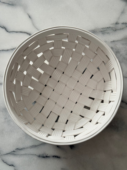 Vintage PCCW White Basket Weave Pottery 12” Large Bowl Made Slovenia