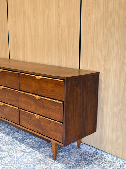 Vintage 9 Drawer Walnut Dresser by Vic-Art